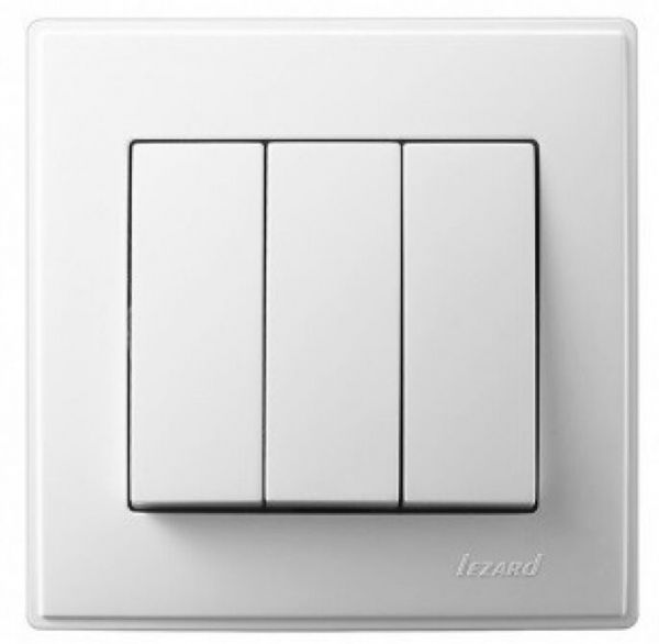 Выключатель 705-0202-109 LESYA тройной белый с белой выставкой
