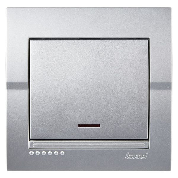 Выключатель Deriy  с подсветкой серебристый металлик LEZARD 702-2828-111