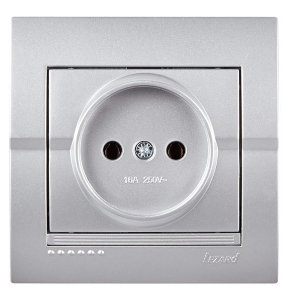 Deriy Розетка б/з серебристый металлик керамика LEZARD