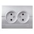 Deriy Розетка двойная б/з серебристый металлик LEZARD