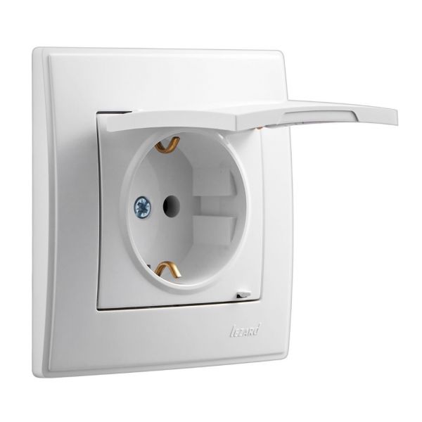 LESYA Розетка с/з керамика белая с белой вставкой LEZARD