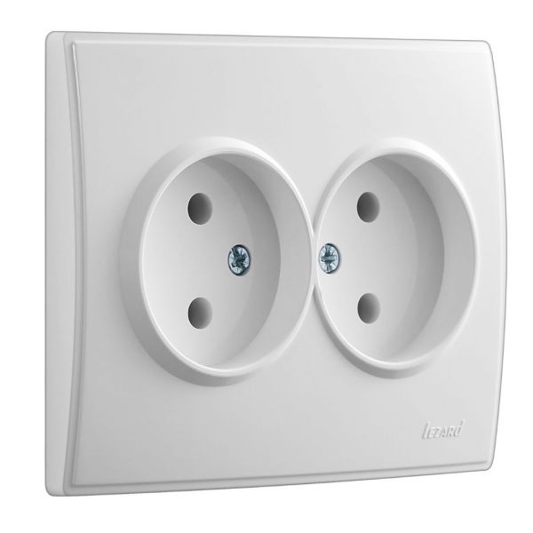 LESYA Розетка двойная б/з керамика белая с белой вставкой LEZARD