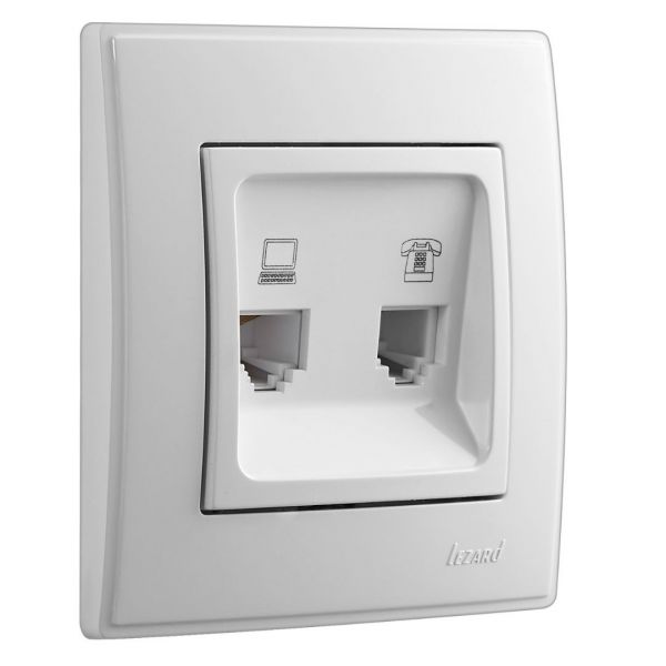 LESYA Розетка компьютерная белый с белой вставкой LEZARD