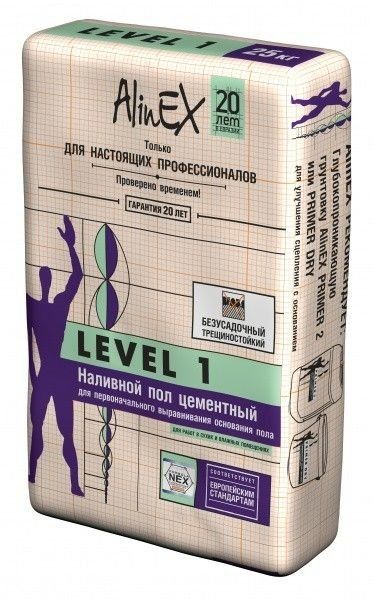 Наливой пол Alinex LEVEL 1.25 кг (цементный)