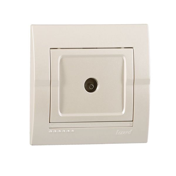 Deriy Розетка ТВ проходная жемчужно-белая металлик LEZARD